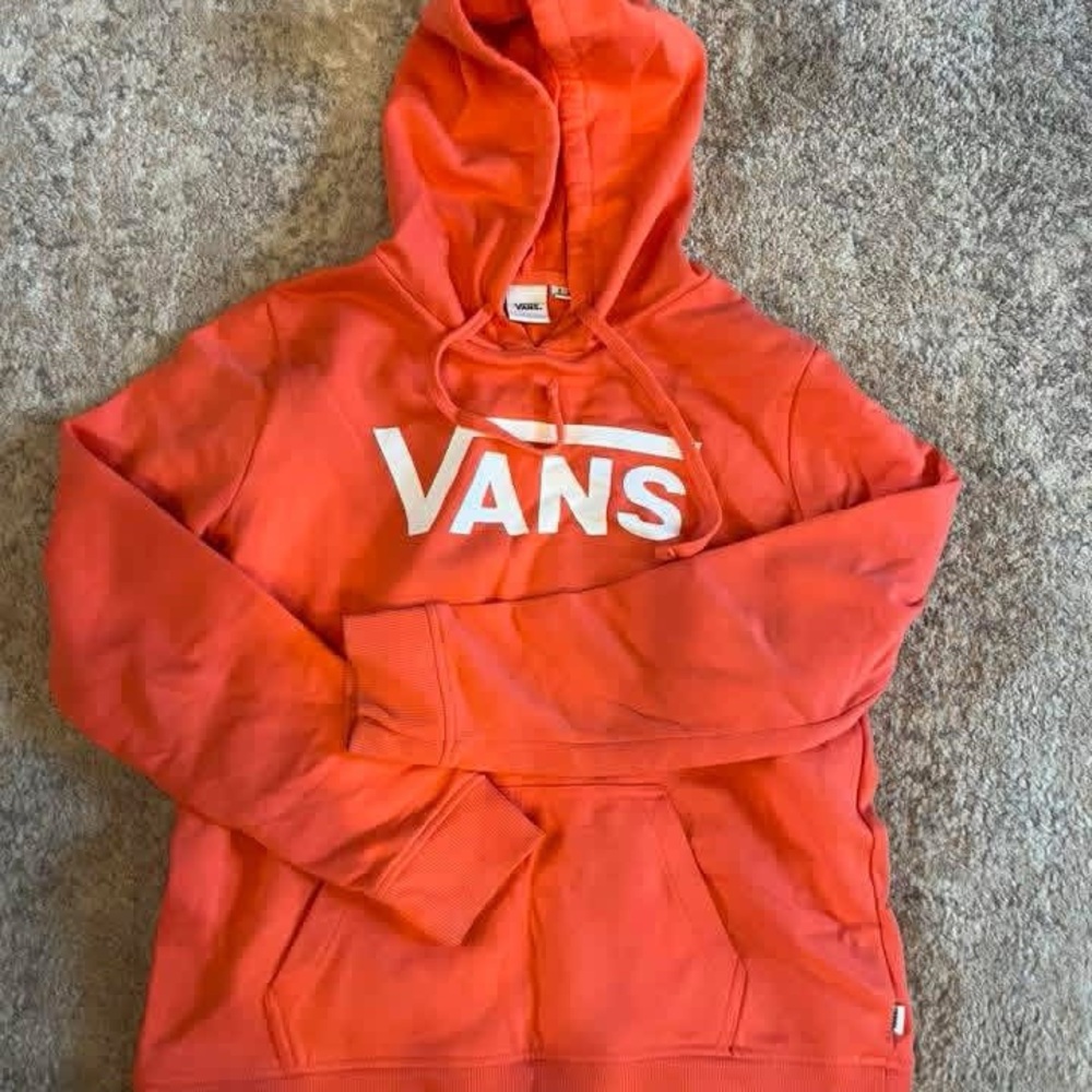 Vans Bright Orange Pullover Hoodie with White Logo